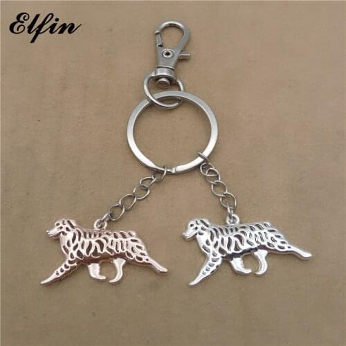Elfin Trendy Australian Shepherd Key Chains Gold Color Silver Color Animal Pet Memorial Jewellery Dog Key Rings