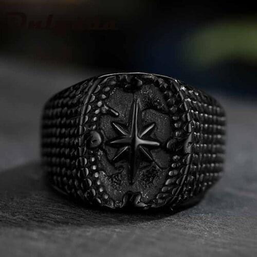 Compass Black Men Ring Punk Ring Hip Hop Simple Mens Stainless Steel Jewelry Creative Gifts Wholesale