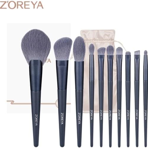 Zoreya 10pcs Makeup Brush Set The Blue super soft fiber makeup brushes set-high quality face&eye cosmetic pens-synthetic hair