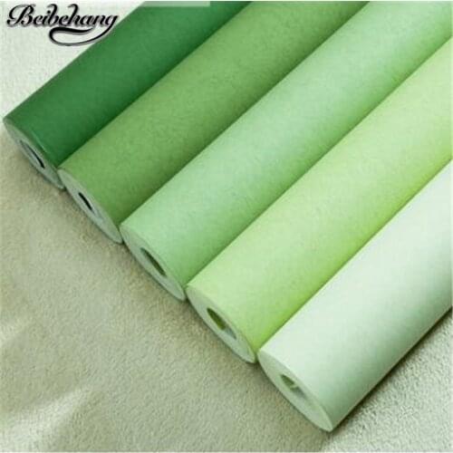 Beibehang Green non wovens wallpaper bedroom pure color plain simple modern living room warm Korean style home wallpaper