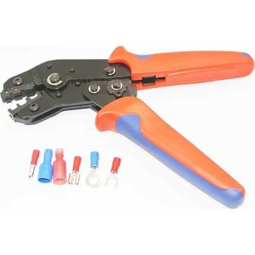 Ratcheting Wire Crimping Plier Tools for Insulted Terminals and Butt Ring Fork Connectors Crimper for 24-14AWG 0.25-2.5mm2