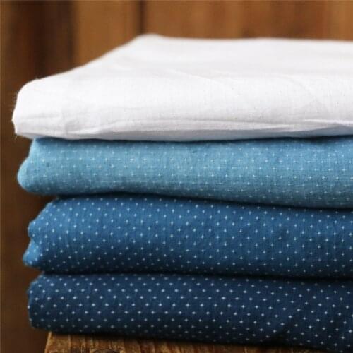 PVDF7 Indigo Dyed Cotton Cross-stitch Jacquard Fabric Bedding/Clothings/Sashiko/Patchwork/Decoration/Curtain Blue Cotton Fabrics