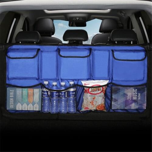Car Trunk Organizer Car Rear Seat Back Storage Bag Net High Capacity Hanging Tidying Interior Pouch Auto Accessories Supplies