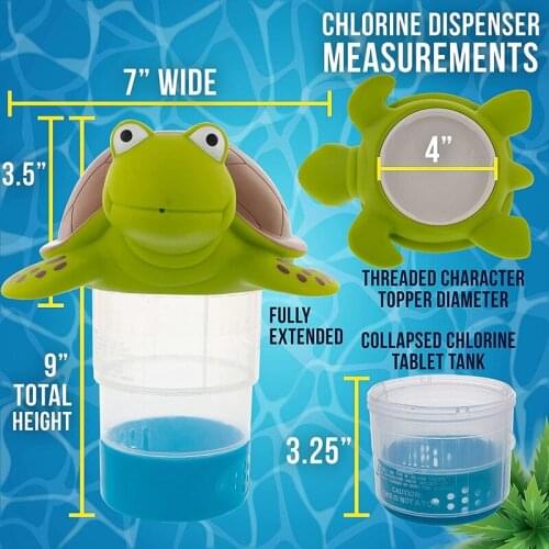 Turtle Floating Pool Chlorine Dispenser Fun Cute 10 inch Green Turtle Animal Floater Decoration