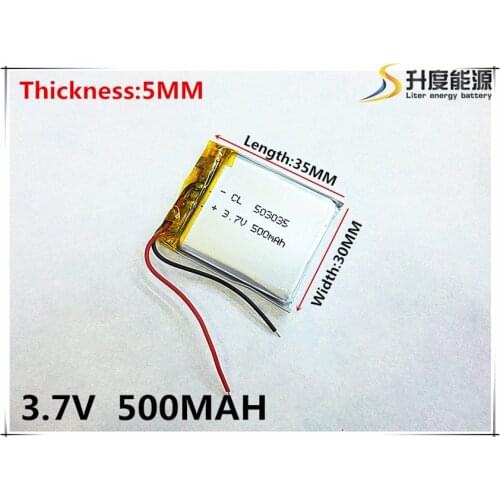 Polymer battery 500 mah 3.7 V 503035 smart home MP3 speakers Li-ion battery for dvr,GPS,mp3,mp4,cell phone,speaker