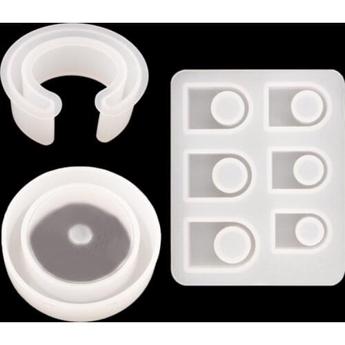 DM116 3pcs Semi-opening C-shaped Oval Bracelet Bangle Square Ring Resin Mold For Jewelry Crafts Making Molds