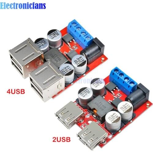 DC-DC Buck Step-down Vehicle Charging Module 8V-35V to 5V 8A 40W 2/4 Port USB Power Charging Board Distributor Mobile Charger