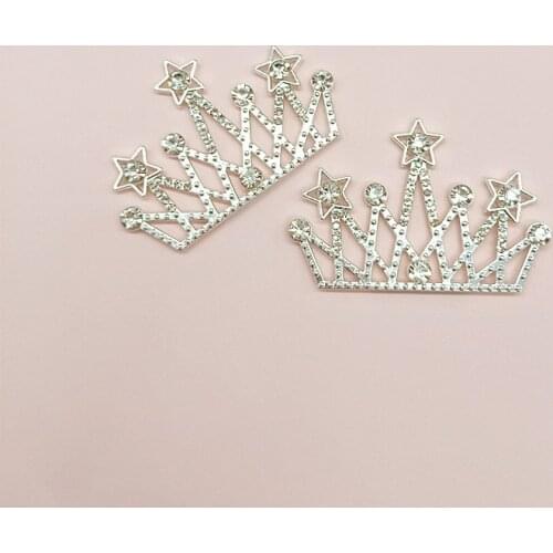 2PCS Fashion Chic Silver Crystal Rhinestone Crown Button For Wedding Invitation Rhinestone Button For Decorate Craft Accessories
