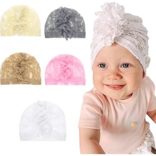Newborn Baby Girls Hat Infant Toddler Girl Turban Lace Caps Bonnet Beanie Photography Props Headband