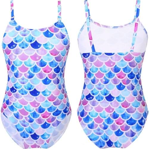 Girls One Piece Swimsuits Swimming Surfing Suits Colorful Fish Scales Pattern Swimsuit Swimwear Bathing Suit for Kids Beachwear