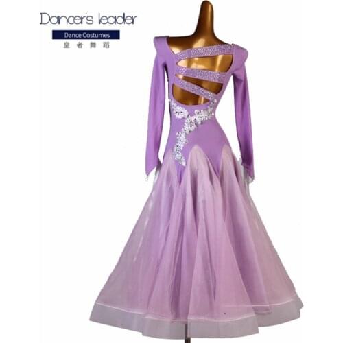 Modern dance high-end custom sexy halter diamond tango costume female adult professional ballroom dance costume