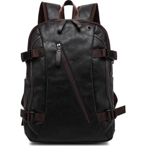 Stylish College School Bag Men Oil Wax Leather vintage Retro Laptop Backpack Mens Casual Business Travel Bags Street Rucksack