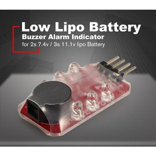 Low Lipo Battery LED Voltage Meter Tester Buzzer Alarm Indicator Single Loudspeaker for 2s 7.4v / 3s 11.1v lipo Battery