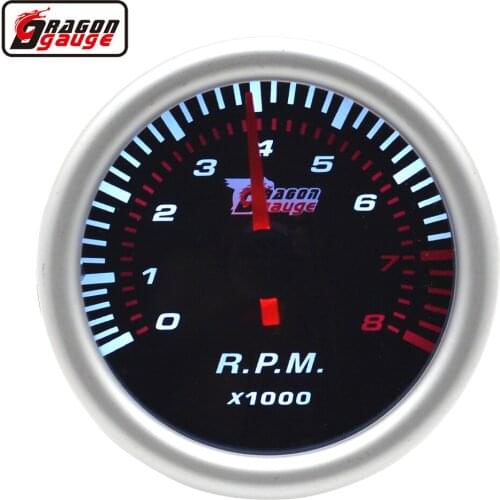 Dragon 52mm White Backlight Auto Car Pointer Tachometer Meter Gauge 0-8000 RPM For 4.6.8 Cylinder Gasoline Engine Free Shipping