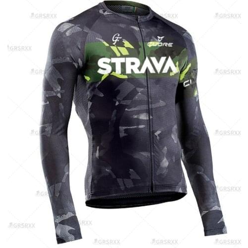 STRAVA 2021 Cycling Jerseys Bike Team Race Long Sleeve Shirts MTB Road Bicycle Racing Sportswear Breathable Cycling Wear for Men