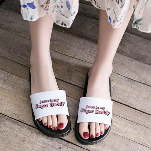 Comfort women shoes Fashion Harajuku slipper for woman JESUS IS MY SUGAR DADDY Slippers Summer Lady Slides Sandals