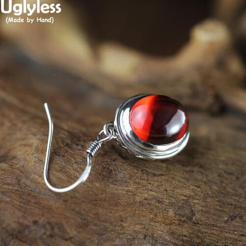 Uglyless Multi Colors Chalcedony Earrings for Women Oval Semi-precious Gemstones Jewelry Glossy 925 Silver Vintage Dress Jewelry