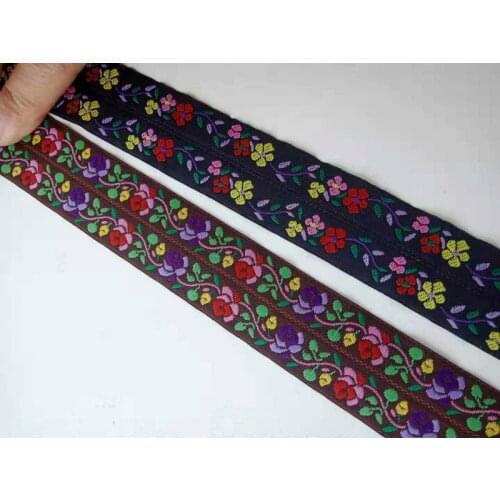 High Quality 2.8cmX10YD Elegant flowers embroidery Craft Polyester Woven Jacquard Ribbon DIY Accessories Lace Trim