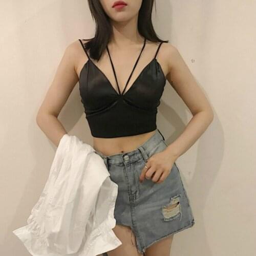 Yasemeen Spaghetti Straps Halter Bras Sexy Push Up Brassiere Wrapped Wipes Underwear Bra Breast Beauty Back for Girls Underwear