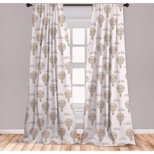Balloon Curtain Inspirations with Swirls Hearts and Flowers Flying Hot Air Balloon Pattern Window Treatment Living Room Bedroom