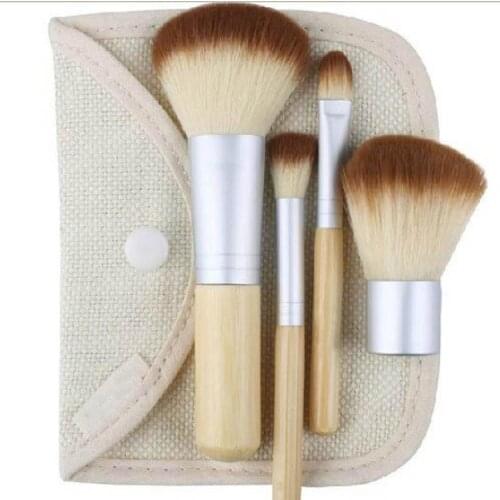1set/4Pcs Professional Foundation Make up Bamboo Brushes Kabuki Makeup Brush Cosmetic Set Kit Tools Eye Shadow Blush Brush