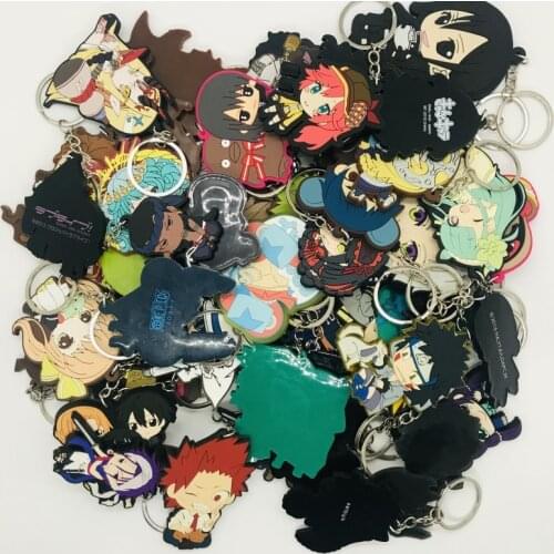 100pcs/Lot Random Shipment Rubber Anime Keychain Original Cartoon Figure Key Ring Key Chain Bags Charms Pendant Trinket Gift