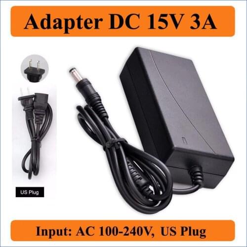 15V 3A US Plug AC DC Adapter 1PCS High quality AC 100V-240V Converters to DC 15V 3000mA power Supply charger 5.5mm x 2.1-2.5mm