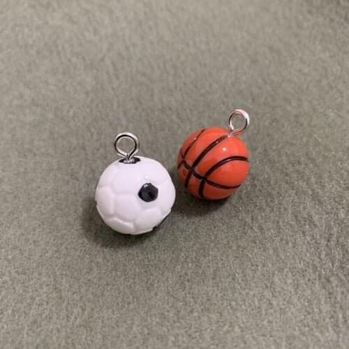50PCS Resin Simulation Football Baketball Sports Pendant DIY Accessories Charms Handmade Necklace Keychains Earrings