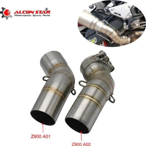 Alconstar-51mm Motorcycle Exhaust Middle Pipe Full System Connection Link Pipe Round Muffler For Kawasaki Z900 Z 900 2017 2018