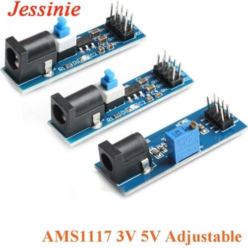 AMS1117 3V 5V ADJ Adjustable Step Down Buck Module Power Voltage regulator Power Supply module with DC Jack Switch