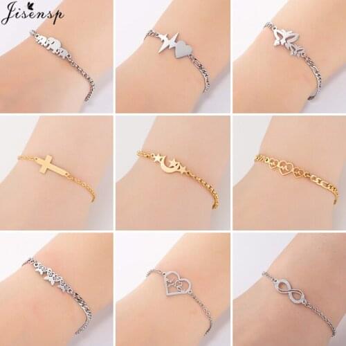 Personalize Stainless Steel Butterfly Charm Bracelets Bangles for Women Lovely Star Moon Bracelet Jewelry Accessories Pulseiras