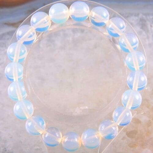 10mm Blue Fire Opal Round Beads Stretchy Bangle Bracelet AAA style Fine jewe Noble 100% Natural