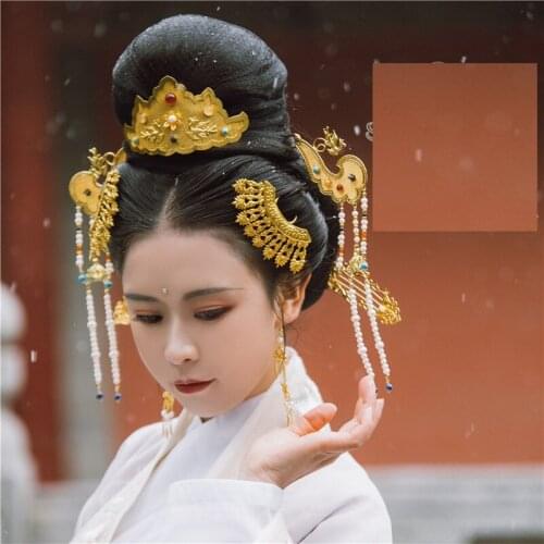 LYZ Mu Shan Xi Song Dynasty Net Hair Tiara Chinese Antique Qin Musical Instrument Hair Sticks Traditional Handcarving Hair Stick