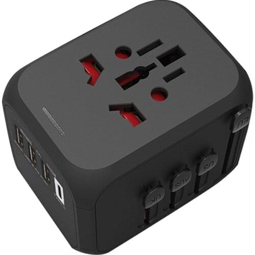 International Universal Power Adapter Travel Adapter with 3.4A 4 USB Travel Adapter Worldwide Wall Charger for UK/EU/AU/Asia