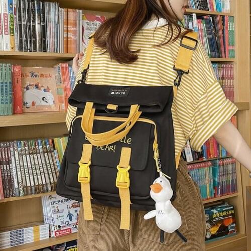 New Multifunctional Backpack Womens Patchwork Contrast Nylon Outing Travel Shoulder Bag Fashion Teen Girl Student School Bag