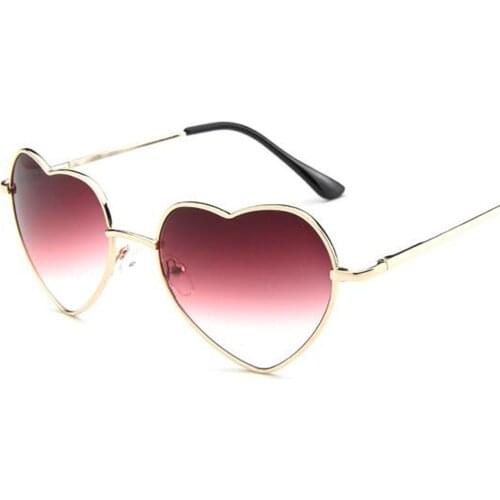 Fashion Heart Shaped Sunglasses Women Mirrored Glasses Love Shaped Gradient Sun Glasses Metal Frame Red Vintage Shades