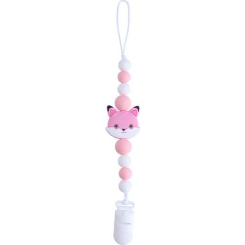 Cartoon Baby Pacifier Chain Handmade Animal Silicone Beads Baby Pacifier Anti-lost chain