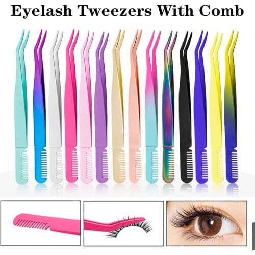 Fake Eyelashes Tweezers Comb Brush 3D Volume Eyelash Extension Double Eyebrow Clip Fan Lash Eyelash Curler Beauty Makeup Tools