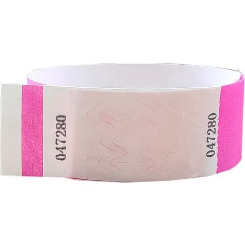 Neon Pink Colors 1" Stub Tyvek Wristbands Detachable for ID Wristbands for Party Events,500 Pieces