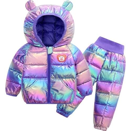 Baby Clothes Winter Plus Velvet Thick Warm Infant Baby Coat Hooded Boy Girl Winter Autumn Pants Children Outerwear Kids Snowsuit