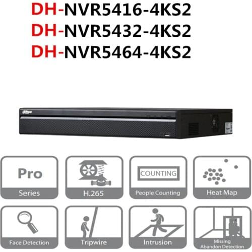Original Dahua NVR system cctv 16/32/64 Channel 1.5U 4K&H.265 Pro Network Video Recorder NVR5416-4KS2 NVR5432-4KS2 NVR5464-4KS2