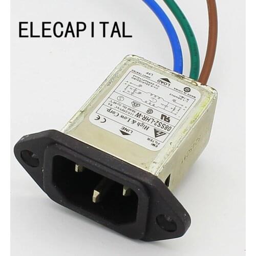 Panel mounting 3 pins ac socket 8A EMI filter 115/250VAC 8A 50/60Hz High & Low Corp. EMI power filter Connector