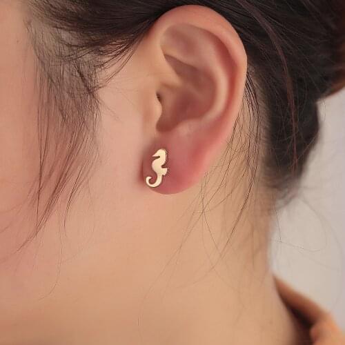 Lovely Seahorse Earrings For Men Women Marine Organism Stud Simple Vintage Animal Jewelry For Father Children Baby