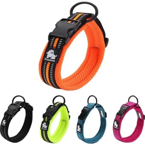 Durable Pet Dog Collar Adjustable Breathable Personalized Dog Collar Reflective for Small Medium Large Pets Training Accessories