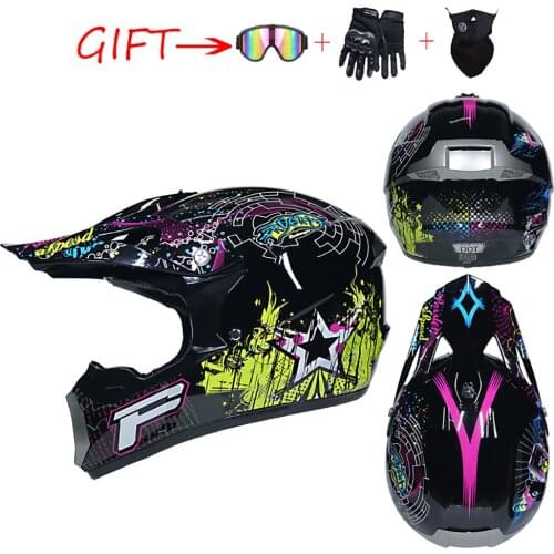 Professional Racing Motocross Casque hors route Casque Moto Capacete Moto Casco Off-road Cartoon Children Motorcycle Helmet