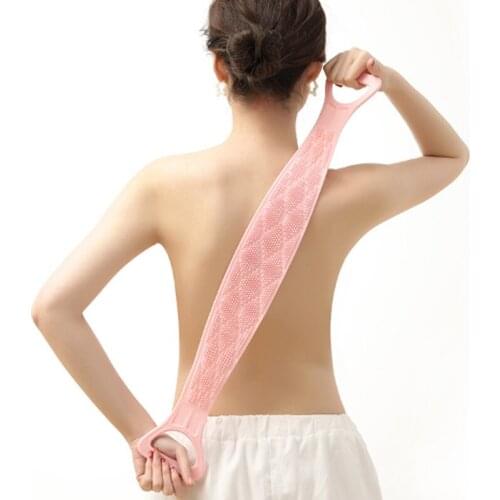 Silicone Bath Towel Soft Back Strip Double-sided Bath Brush Exfoliating Massage For Shower Body Cleaning Bathroom Shower Strap