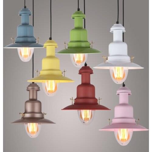 MODERN RETRO iron pendant light living room bedroom bedside restaurant cafe colorful hanging lighting E27