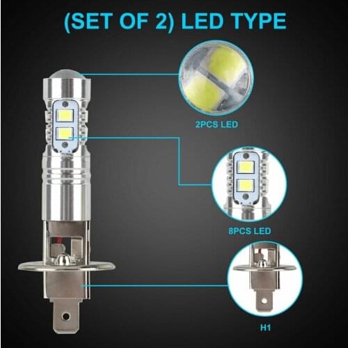 124B H1 LED Fog Light Bulbs 100W 6000K Lamp Bulb High Low Beam Auto Car Vehicle 2pcs