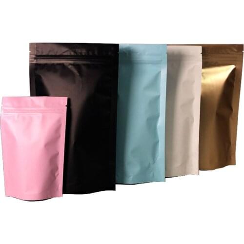 Thick 100pcs Matte Black White Pink Stand Up Pouches Heat Sealable Aluminum Foil Mylar Zip Lock Plastic Bags Food storage bag