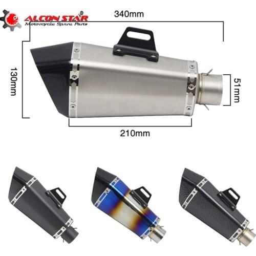 Alconstar- 51mm Inlet Motorcycle Motocross AkYoshimura Exhaust Muffler for FZ1 R6 ZX6R ZX10 Z900 1000 GSXR650 MT07 MT09